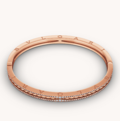 [Polaidi Jewelry]ZERO 1 SPIRAL AND PAVED DIAMOND PINK GOLD BRACELET