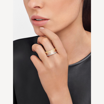 [Polaidi Jewelry]ZERO 1 THREE-BAND ROSE WHITE AND YELLOW RING