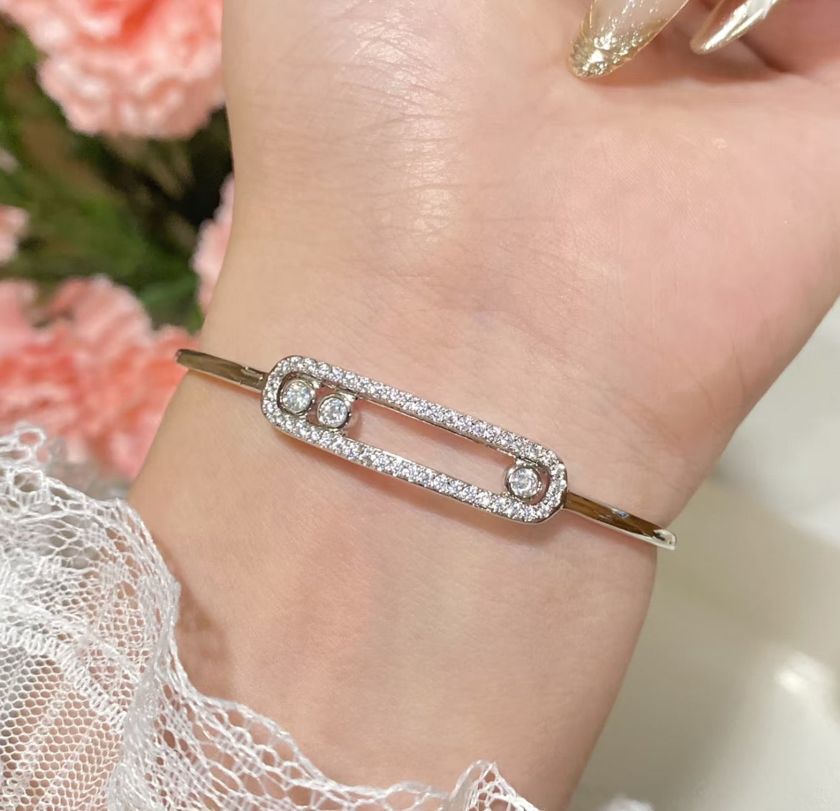 [Polaidi Jewelry]Move Pavé Diamond Bangle Bracelet M