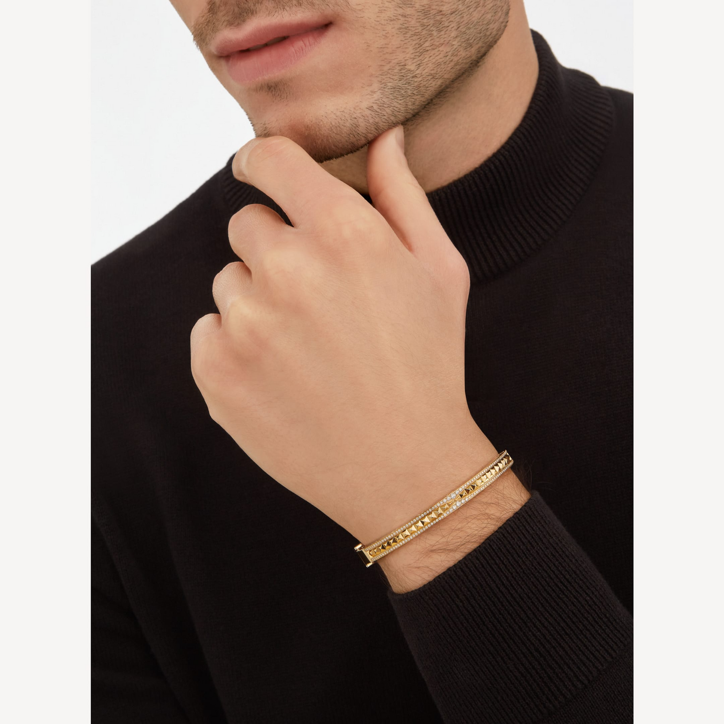 [Polaidi Jewelry]ZERO 1 SPIRAL AND PAVED DIAMOND GOLD BRACELET