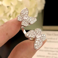 [Polaidi Jewelry ]TWIN SILVER BUTTERFLY DIAMOND RING
