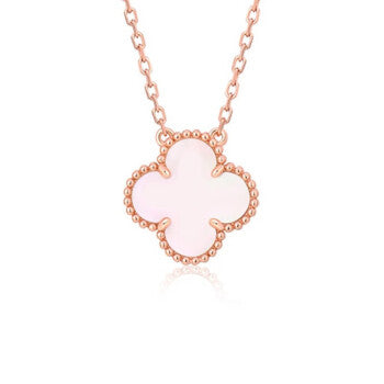 [Polaidi Jewelry]CLOVER 15MM PINK MOTHER-OF-PEARL SINGLE FLOWER NECKLACE
