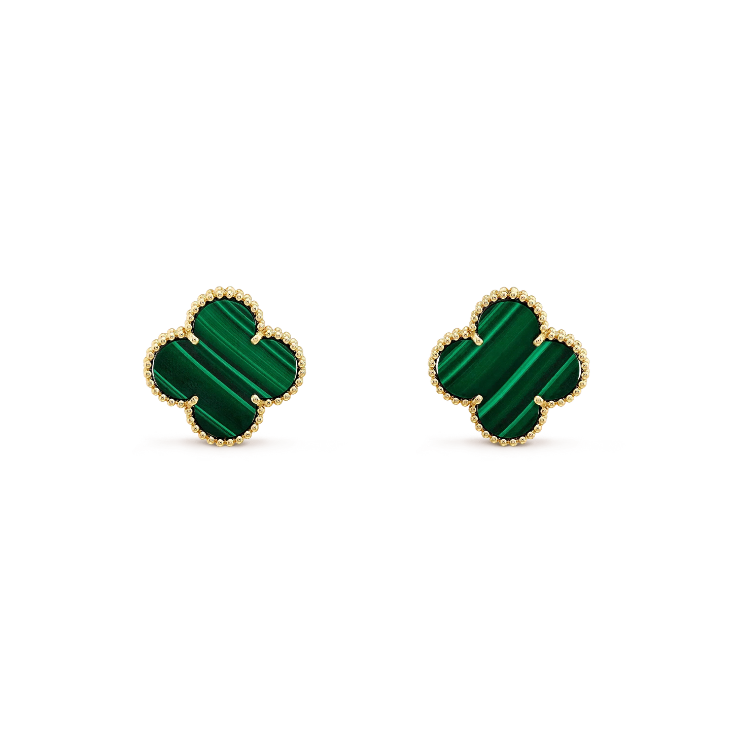 [：Polaidi Jewelry]クローバー ミニ 9.5MM マラカイト イヤリング