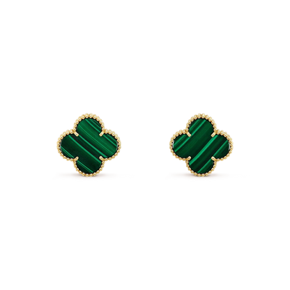 [：Polaidi Jewelry]クローバー ミニ 9.5MM マラカイト イヤリング