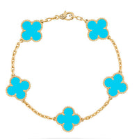 [Polaidi Jewelry ]CLOVER 5 MOTIFS TURQUOISE BRACELET