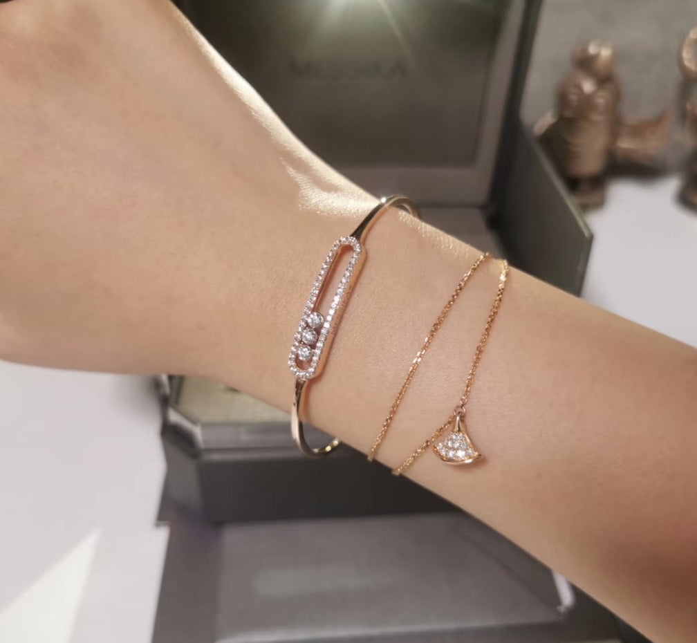 [Polaidi Jewelry]Move Pavé Diamond Bangle Bracelet M