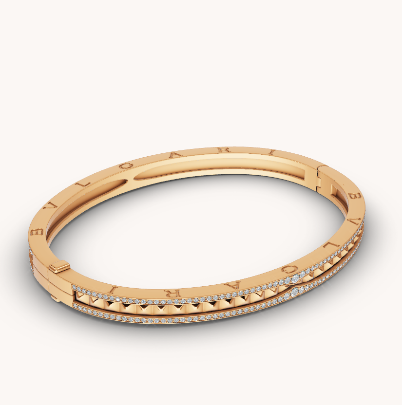 [Polaidi Jewelry]ZERO 1 SPIRAL AND PAVED DIAMOND GOLD BRACELET