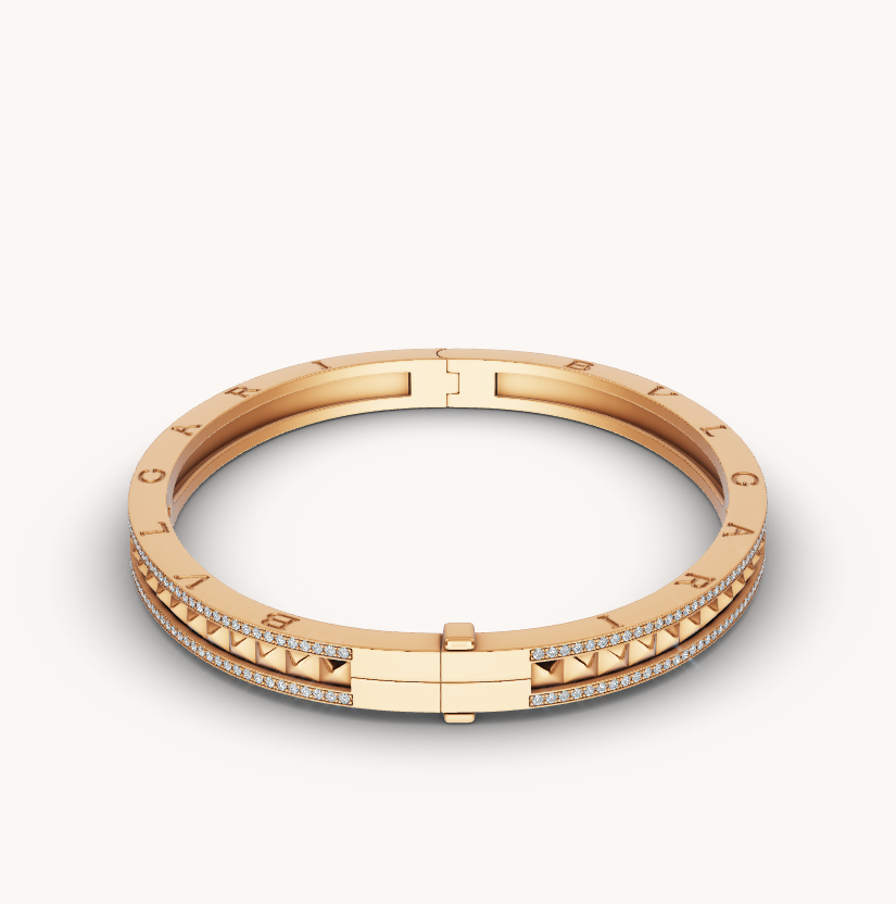 [Polaidi Jewelry]ZERO 1 SPIRAL AND PAVED DIAMOND GOLD BRACELET