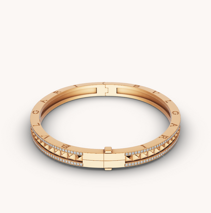 [Polaidi Jewelry]ZERO 1 SPIRAL AND PAVED DIAMOND GOLD BRACELET