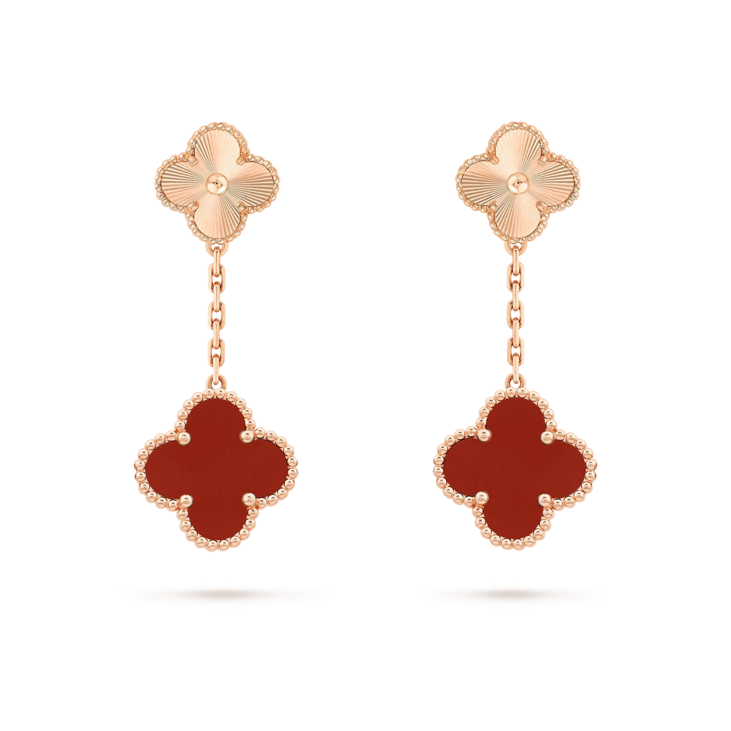 [：Polaidi Jewelry]CLOVER 2 MOTIF  LASER CARNELIAN EARRINGS
