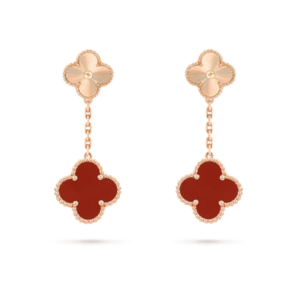 [：Polaidi Jewelry]CLOVER 2 MOTIF  LASER CARNELIAN EARRINGS