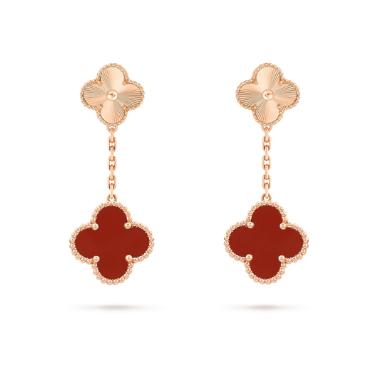 [：Polaidi Jewelry]クローバー 2モチーフ レーザーカーネリアンピアス