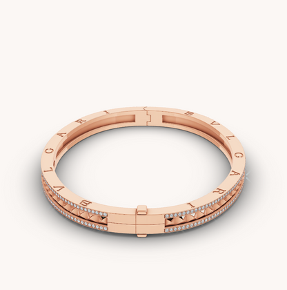 [Polaidi Jewelry]ZERO 1 SPIRAL AND PAVED DIAMOND PINK GOLD BRACELET