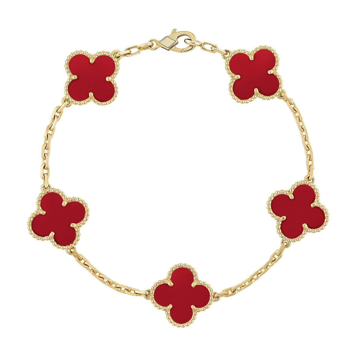 [Polaidi Jewelry] CLOVER 5 MOTIF RED CARNELIAN BRACELET COLLECTION