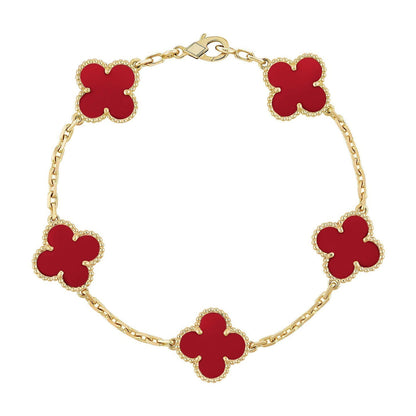 [Polaidi Jewelry] CLOVER 5 MOTIF RED CARNELIAN BRACELET COLLECTION