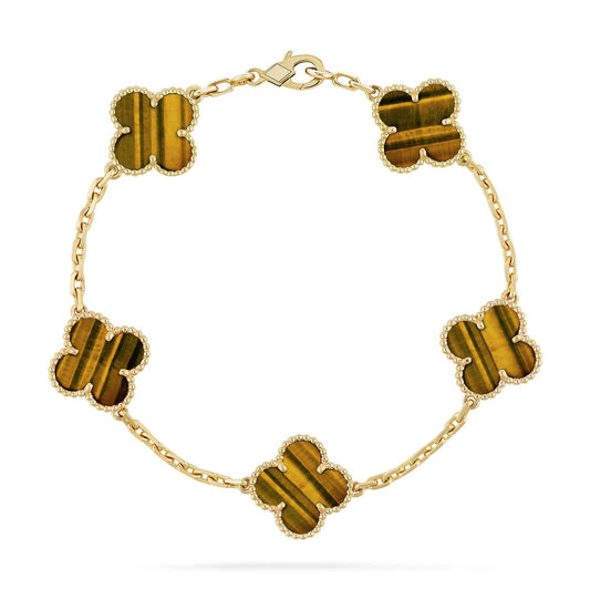[Polaidi Jewelry] CLOVER 5 MOTIFS TIGER EYE BRACELET COLLECTION