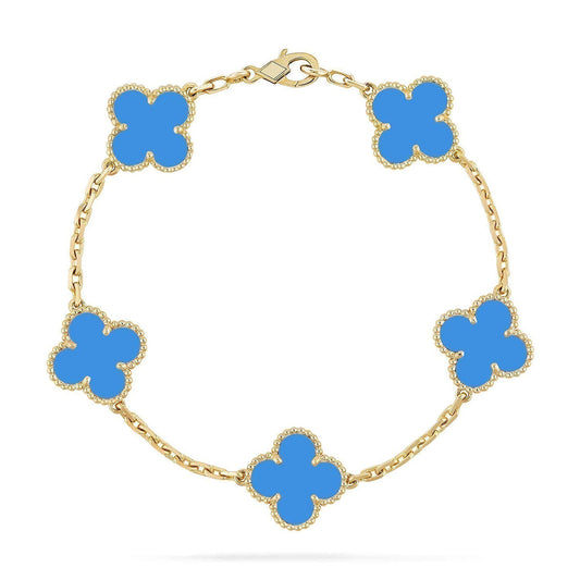 [Polaidi Jewelry] CLOVER 5 MOTIF BLUE AGATE BRACELET COLLECTION
