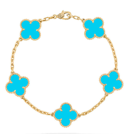 [Polaidi Jewelry] CLOVER 5 MOTIF TURQUOISE BRACELET COLLECTION