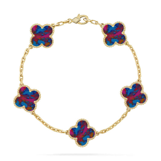 [Polaidi Jewelry]CLOVER 5 MOTIF COLOR GEMSTONES BRACELET COLLECTION