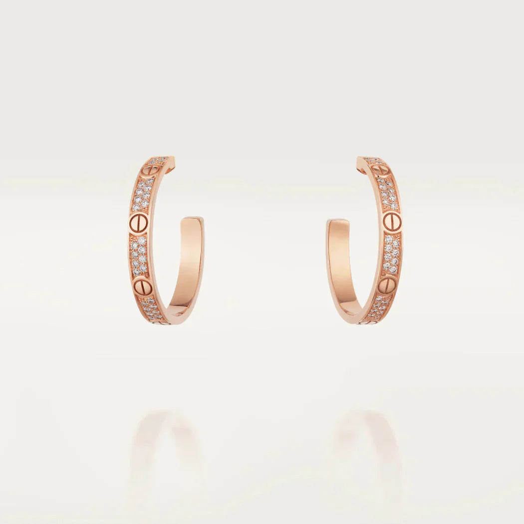 [Polaidi Jewelry]LOVE DIAMOND PINK GOLD HOOP EARRINGS