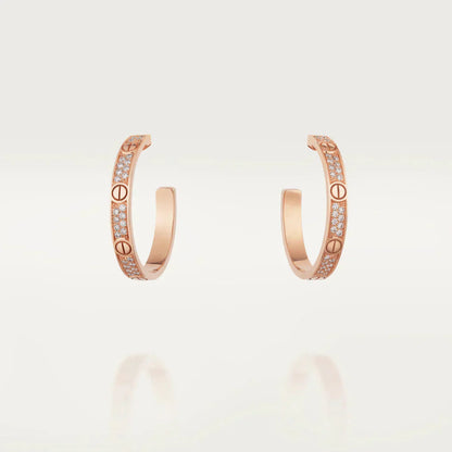[Polaidi Jewelry]LOVE DIAMOND PINK GOLD HOOP EARRINGS