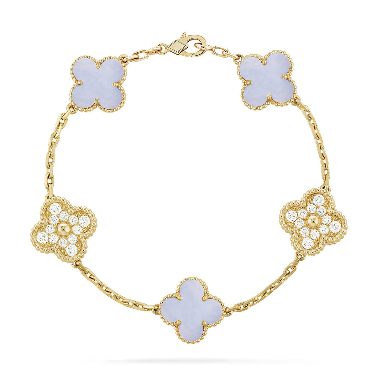 [Polaidi Jewelry] CLOVER 5 MOTIF PURPLE CHALCEDONY BRACELET COLLECTION