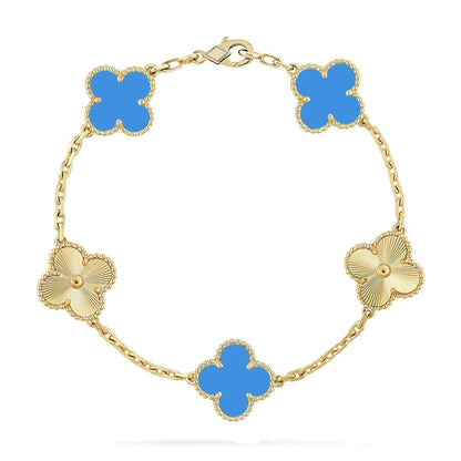 [Polaidi Jewelry] CLOVER 5 MOTIF BLUE AGATE BRACELET COLLECTION