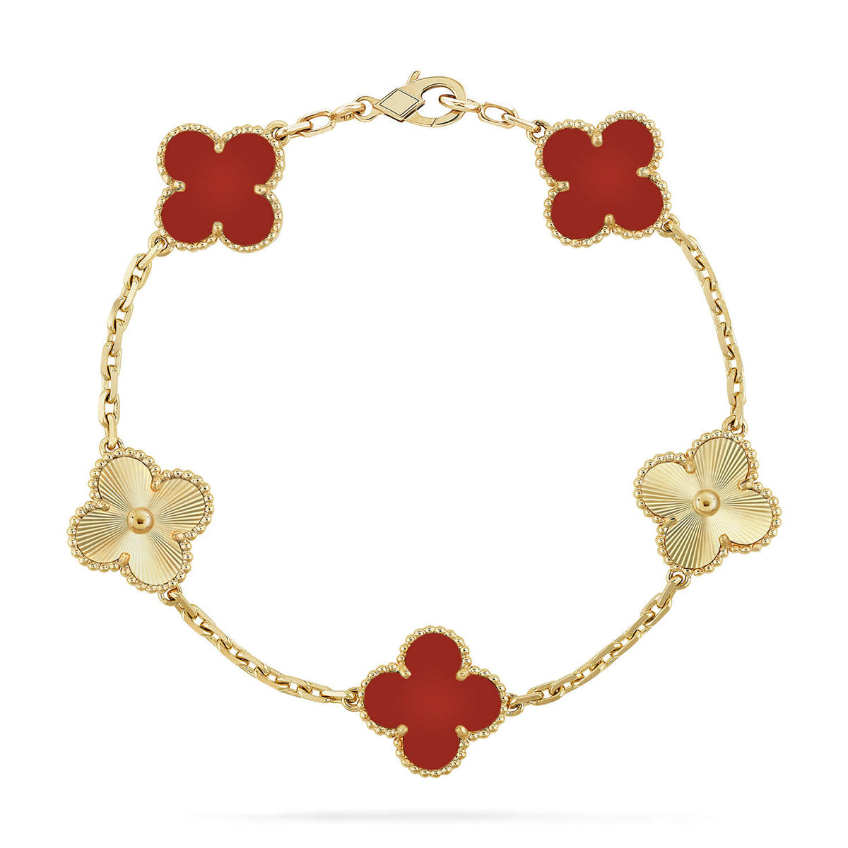 [Polaidi Jewelry] CLOVER 5 MOTIF RED CARNELIAN BRACELET COLLECTION