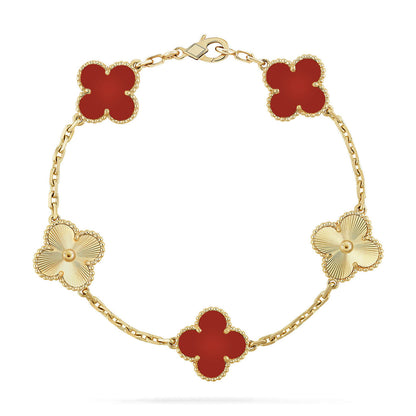 [Polaidi Jewelry] CLOVER 5 MOTIF RED CARNELIAN BRACELET COLLECTION