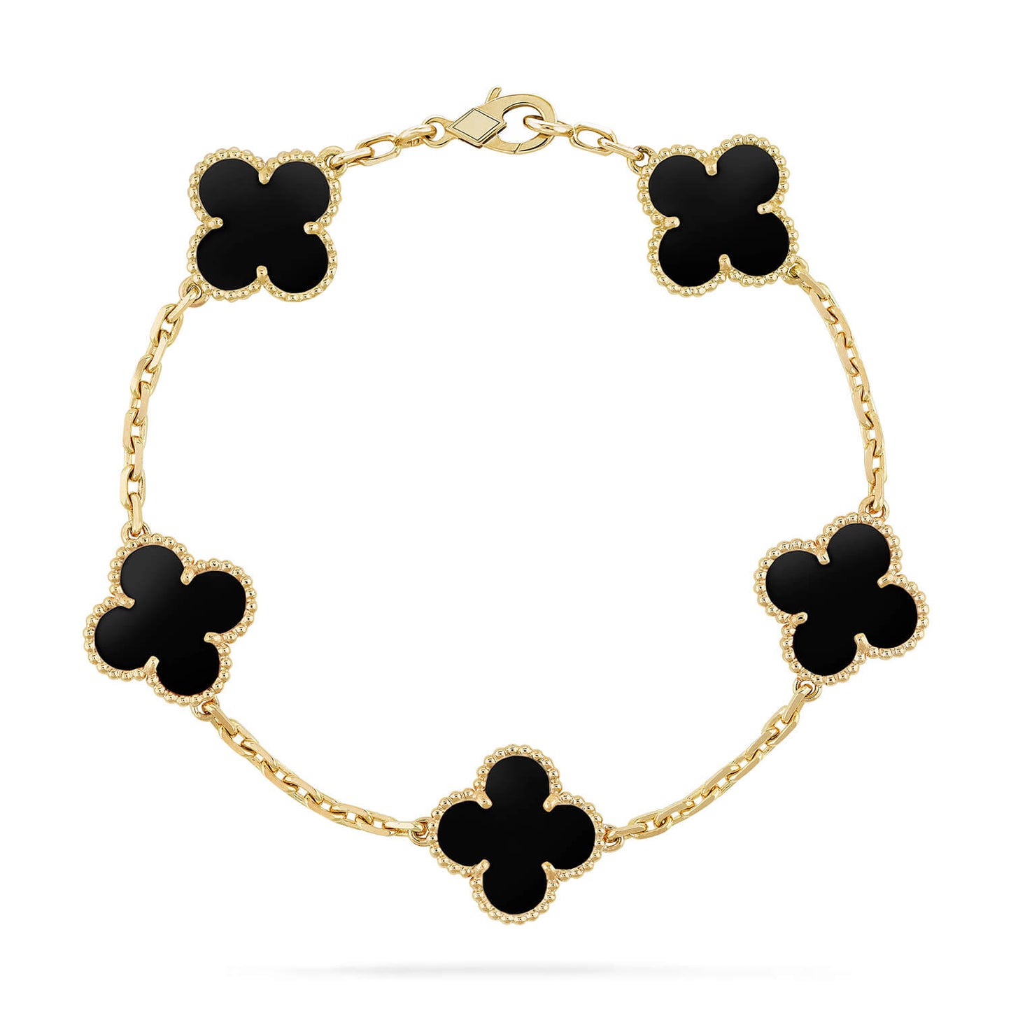 [：Polaidi Jewelry]CLOVER  5 MOTIFS BLACK ONYX BRACELET