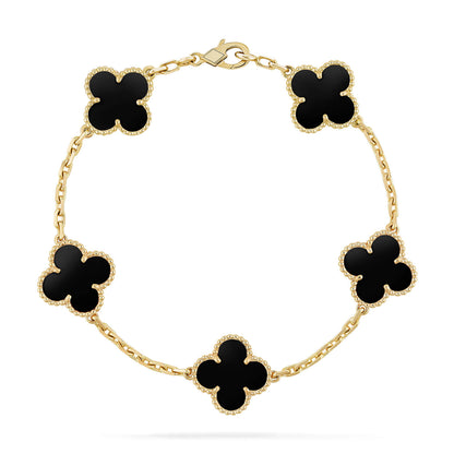 [：Polaidi Jewelry]CLOVER  5 MOTIFS BLACK ONYX BRACELET