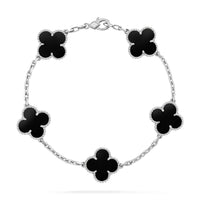 [Polaidi Jewelry ]CLOVER 5 MOTIF ONYXS  BRACELET SILVER