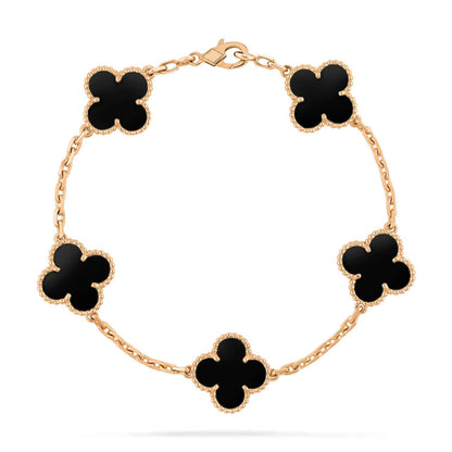[：Polaidi Jewelry]CLOVER  5 MOTIFS BLACK ONYX BRACELET
