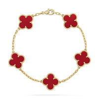[Polaidi Jewelry ]CLOVER 5 MOTIFS RED AGATE  BRACELET
