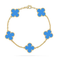 [Polaidi Jewelry ]CLOVER 5 MOTIFS BLUE AGATE BRACELET