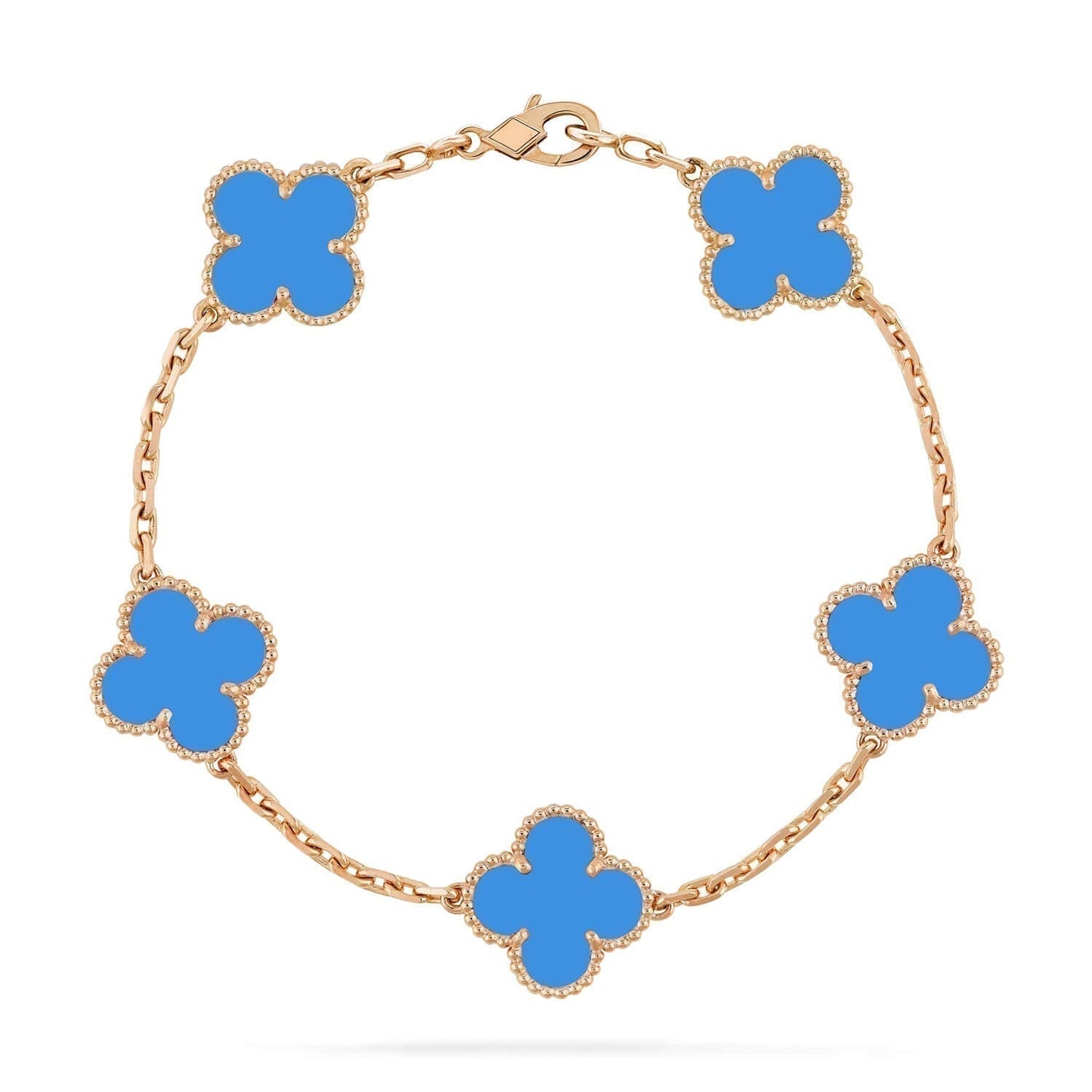 [：Polaidi Jewelry]CLOVER 5 MOTIFS BLUE AGATE BRACELET