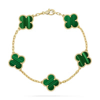 [Polaidi Jewelry ]CLOVER 5 MOTIFS MALACHITE BRACELET
