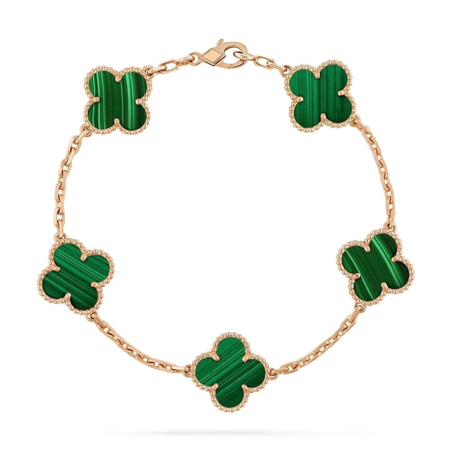 [：Polaidi Jewelry]CLOVER 5 MOTIFS MALACHITE BRACELET