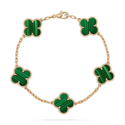 [：Polaidi Jewelry]CLOVER 5 MOTIFS MALACHITE BRACELET
