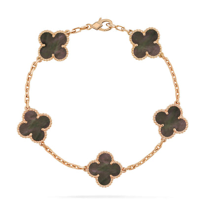 [：Polaidi Jewelry]クローバー 5モチーフ グレーマザーオブパールブレスレット