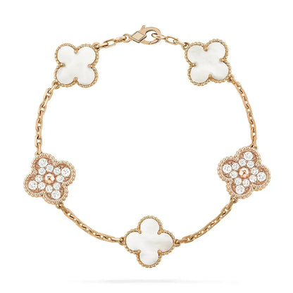 [：Polaidi Jewelry]CLOVER BRACELET 5 MOTIF WHITE MOP DIAMOND