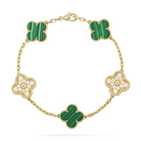 [Polaidi Jewelry ]CLOVER  5 MOTIF MALACHITE DIAMOND BRACELET