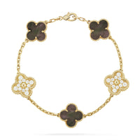 [Polaidi Jewelry ]CLOVER 5 MOTIF GRAY MOP DIAMOND BRACELET