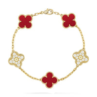 [Polaidi Jewelry ]CLOVER 5 MOTIFS CARNELIAN DIAMOND BRACELET