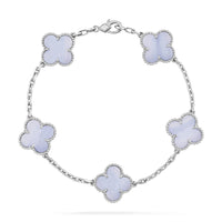 [Polaidi Jewelry ]CLOVER  5 MOTIF PURPLE CHALCEDONY BRACELET SILVER