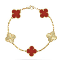 [Polaidi Jewelry ]CLOVER  5 MOTIFS CARNELIAN GOLD BRACELET