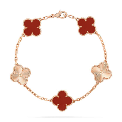 [：Polaidi Jewelry]CLOVER  5 MOTIFS CARNELIAN GOLD BRACELET