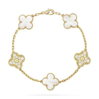[Polaidi Jewelry ]CLOVER BRACELET 5 MOTIF WHITE MOP DIAMOND