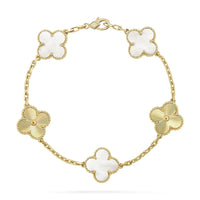 [Polaidi Jewelry ]CLOVER BRACELET 5 MOTIF WHITE MOP PINK GOLD