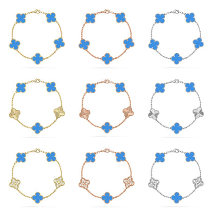 [Polaidi Jewelry] CLOVER 5 MOTIF BLUE AGATE BRACELET COLLECTION